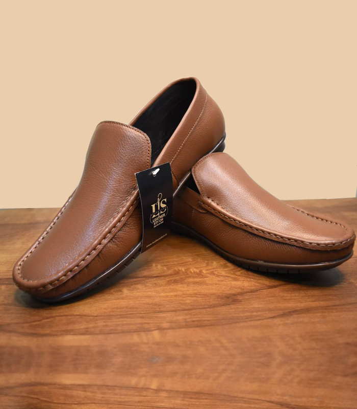 Men’s Tan Synthetic Leather Slip On Lining Soft Cushion Insole Anti Slip TPR Sole Loafer Shoes
