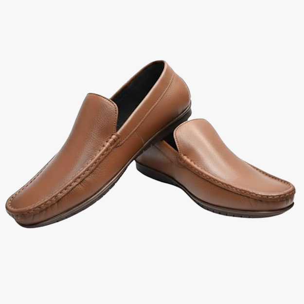 Men’s Tan Synthetic Leather Slip On Lining Soft Cushion Insole Anti Slip TPR Sole Loafer Shoes
