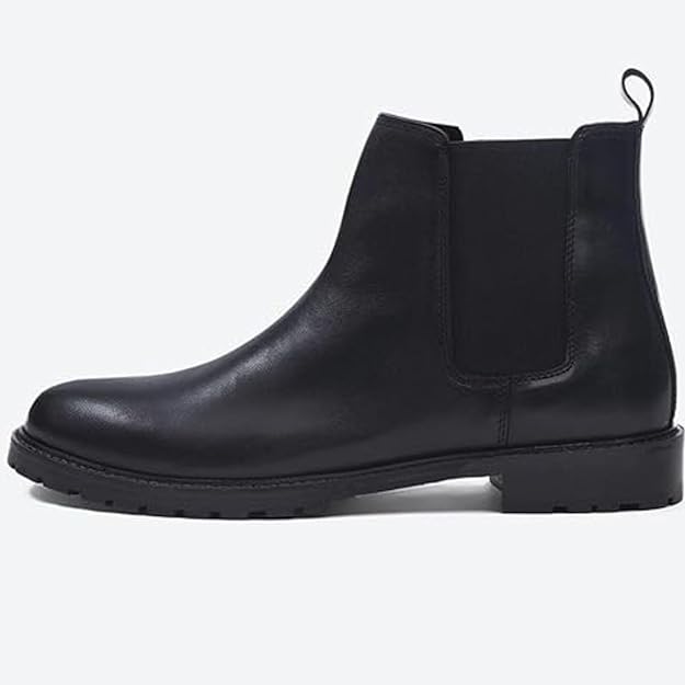 Men’s Round Toe Pull On Elastic Side Genuine Leather Upper Chelsea Boot Cushioned Insole